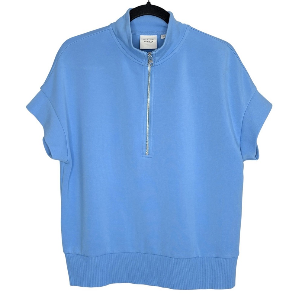 Varley Ritchie Short Sleeve Sweatshirt XS Half Zip Double Soft Relaxed Quiet Lux